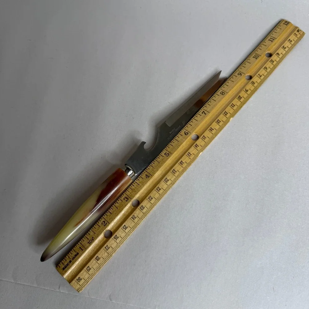 Vintage Stainless Steel Japan Bar Knife Faux Horn Handle Bottle Opener‎ Fork Tip